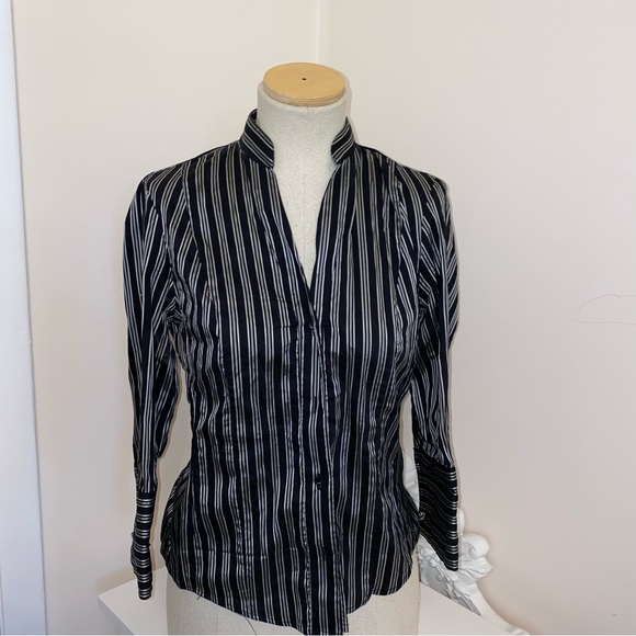 Zara silver metallic stripe blouse - Picture 1 of 6